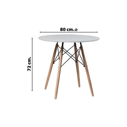 Mesa Eames Redonda Mesa Comedor Reforzada Patas Madera V