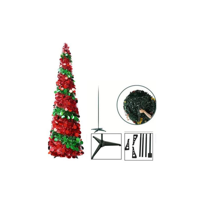 Arbol De Navidad Espiral Plegable Verde Y Rojo 150cmccm00211 Verde