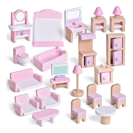 Casa De Madera Para Muñecas 66x48x30cm. Cgf01160 Rosa Claro