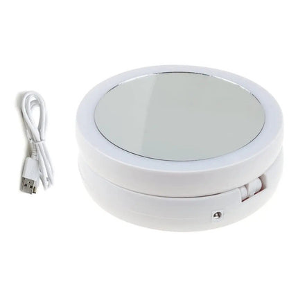 Espejo Redondo Luz Led Maquillaje Doble Plegable