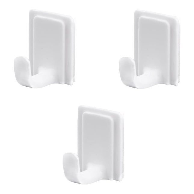 Ganchos Plastico 3 Unidades Con Cinta Doble Faz 5x3cm Blanco