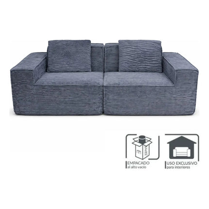Sofa De Espuma Comprimida 2 Cuerpos 190x95x60cm. Gris