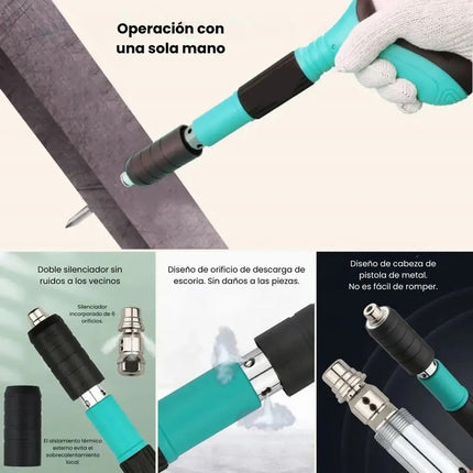 Pistola De Clavos Remachadora  De Acero Potencia  Celeste