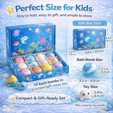 Bombas De Baño X12 Unidades  Con Sorpresa Azul Claro