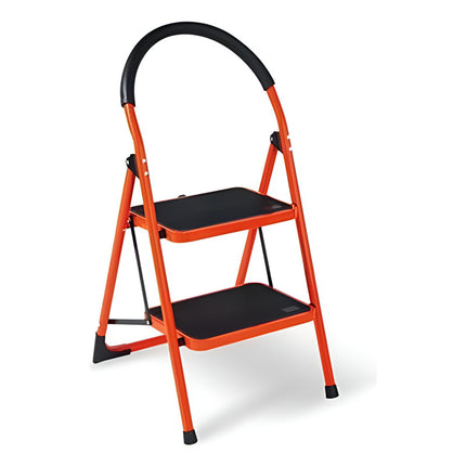 Escalera 2 Escalones  Banqueta Hierro Con Goma Plegable Rojo