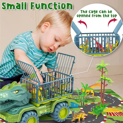 Camion De Transportador P/15 Dinosaurios Juguete Regalo Niño Dinosaurio Verde
