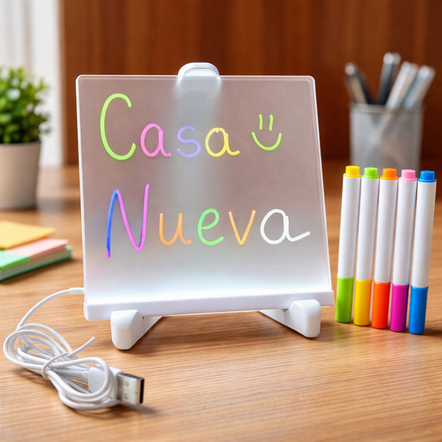 Pizarra Led De 20x30cm + Lapices De Colores V