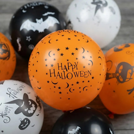 Globo Halloween X 100 Unidades Negro Y Naranja