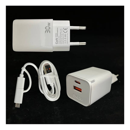 Cargador Rapido 30w Usb Tipo-c + Microusb Cable 1m V