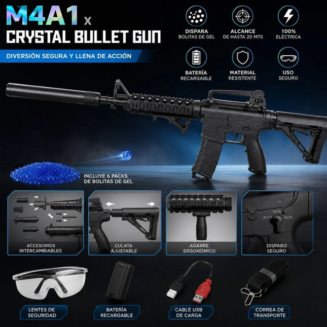 Rifle Recargable Con Balines De Hidrogel 90cm. Sp38990 Negro