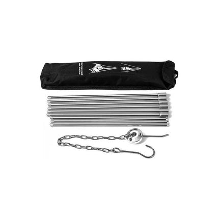 Tripode Soporte De Olla Alto 70-110 Cm Hasta 10 Kg Camping Plateado