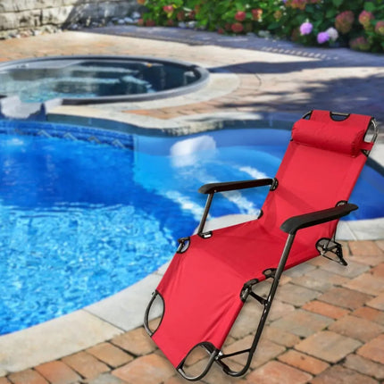 Silla Reposera Reclinable  De Lona Oxford Roja Rojo