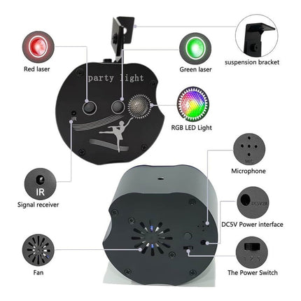 Laser Multipunto Audioritmico Rgb Estroboscopica