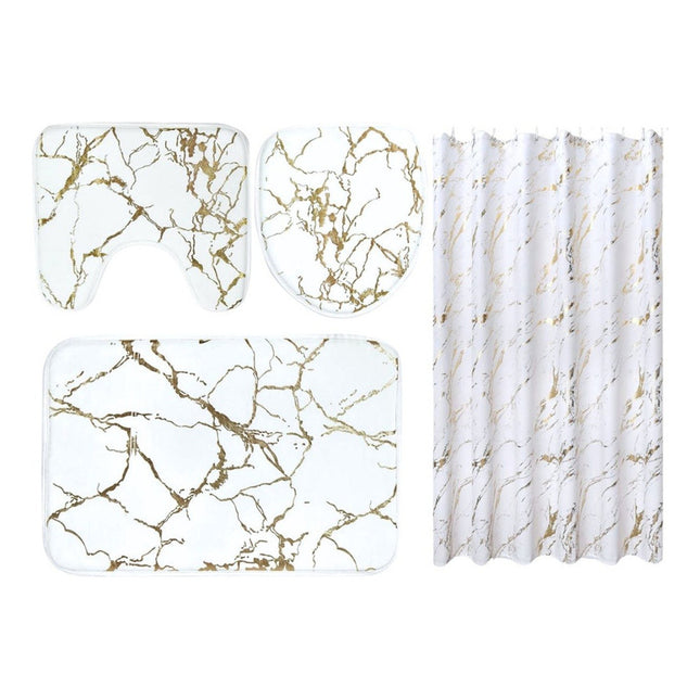 Set De Alfombras Y Cortina De Baño 4pcs