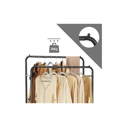 Perchero Doble Metal Organización Ropa Con Estanta Abajo Negro