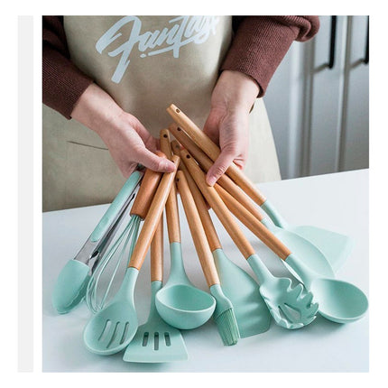 Juego Menage De Cocina De Silicona Y Madera Set 11 Piezas  Varios