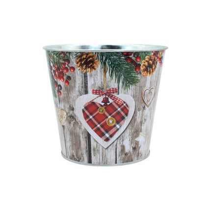 Maceta De Metal Con Diseño Navideño Chw02954 V
