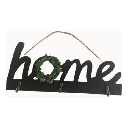 Cartel De Madera Home Con Ganchos Para Llaves Home