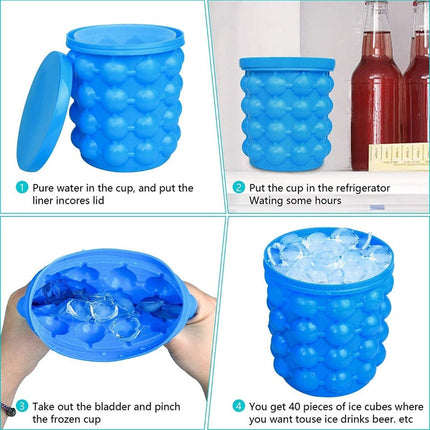 Hielera De Silicona Enfriador De Botellas Cubos De Hielo Azul