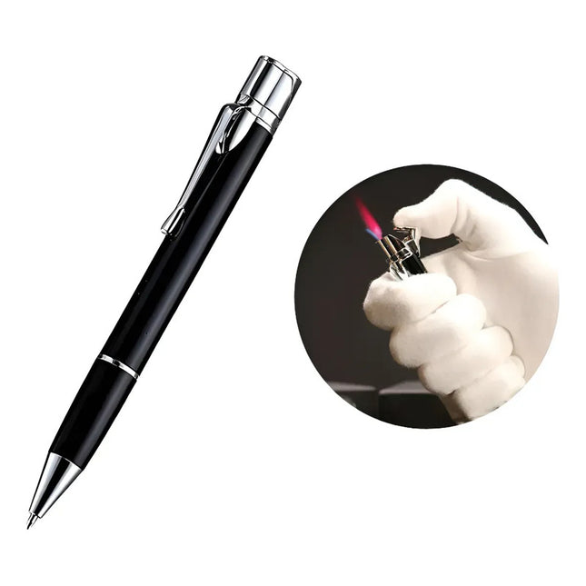Lapicera Encendedor Soplete Llama  Recargable Elegante Negro T