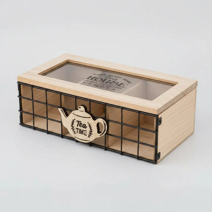 Caja De Madera Para Sobres Té 24x10x8cm Chw03885 Marrón Claro