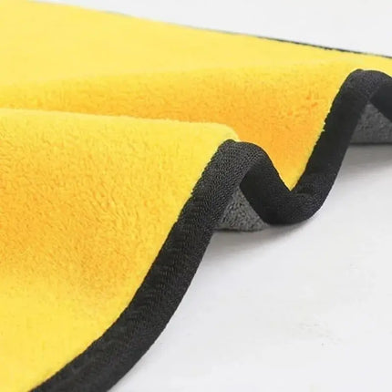Paño En Microfibra Gruesa Lavado Secado Auto 60 X 30 Cm Amarillo Y Gris