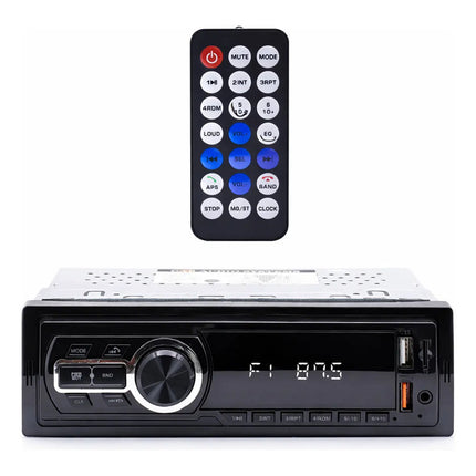 Radio Para Auto Coche Bluetooth Fm Control Remoto Usb X2 Led Negro
