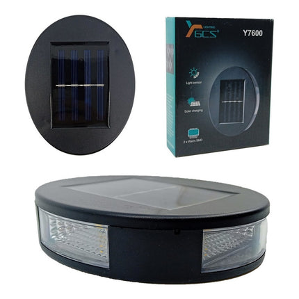 Foco  Solar Led Decoración Fotocélula Calida 4 Led Ovaldo Negro