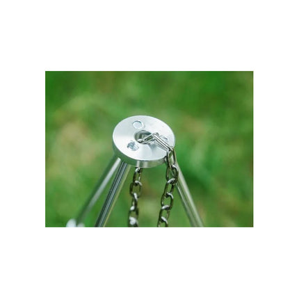 Tripode Soporte De Olla Alto 70-110 Cm Hasta 10 Kg Camping Plateado