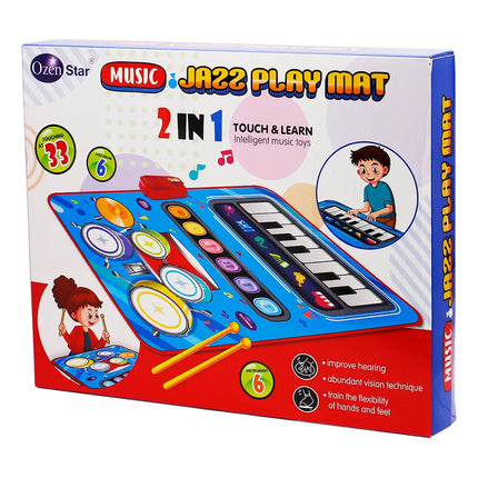 Alfomba Manta Musical Bateria Y Piano 2 En 1 Azul