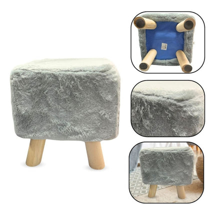 Banco Puff Cuadrado Con Patas De Madera 30x30cm