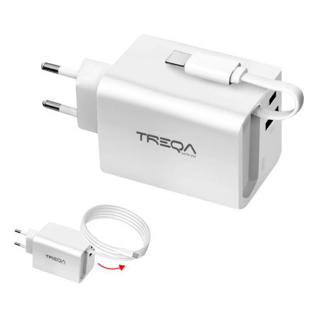 Cargador Usb Y Tipo C Carga Rapida 2.1a Con Cable Blanco