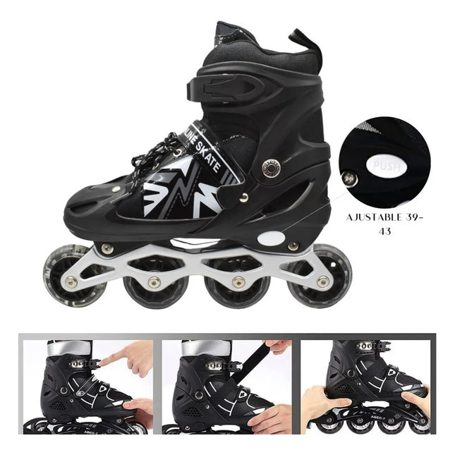 Patines Roller Ajustables Negros 39-43 Sp38364 39-49 Negro