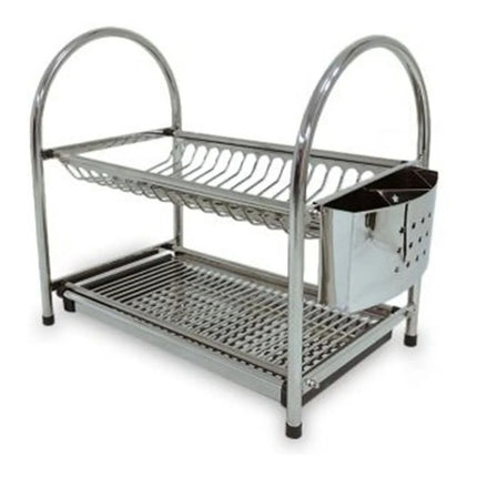 Escurridor De Platos En Acero Inoxidable Con Cubertero Gris