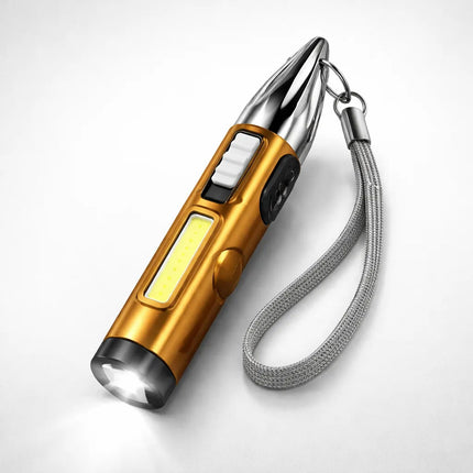 Linterna Led Recargable Con Puntero Laser Tipo Bala Blanca