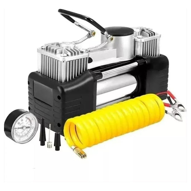 Compresor De Aire E Inflador Portátil 2 Cilindros Negro Bifásica