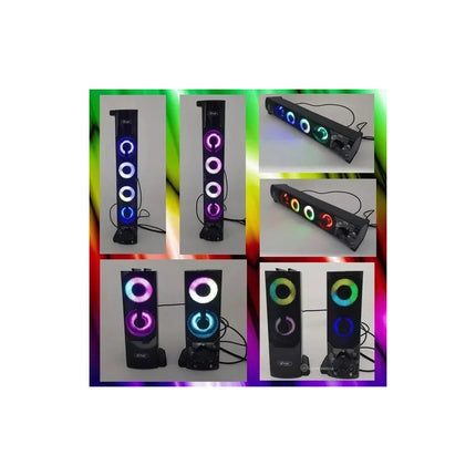 Parlante Pc Kp6040 Opcion Barra De Sonido Con Lus Led Y Usb