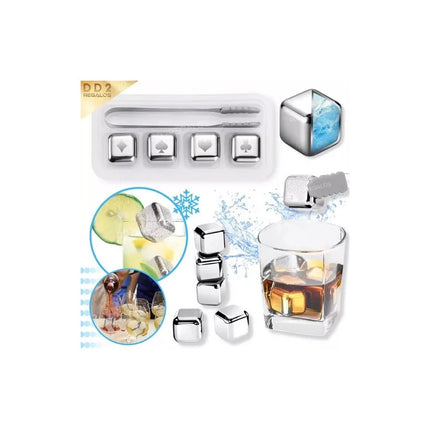 Cubito De Acero Inoxidable X4 Y Pinza, En Caja Plástica