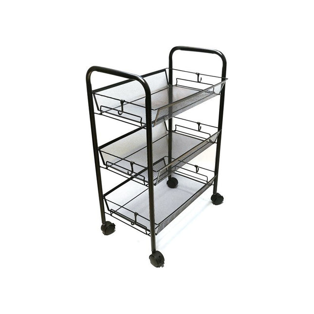 Organizador De Metal 3 Estantes, Con Ruedas Mallado  Nude
