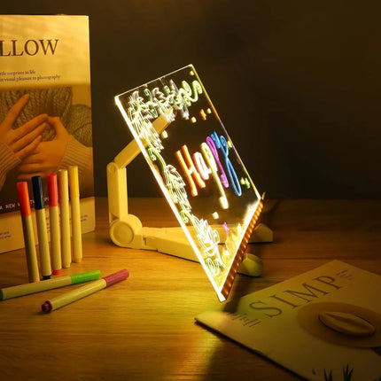 Pizarra Led Mágica Para Dibujar 20x20cm + Lapices De Colores V