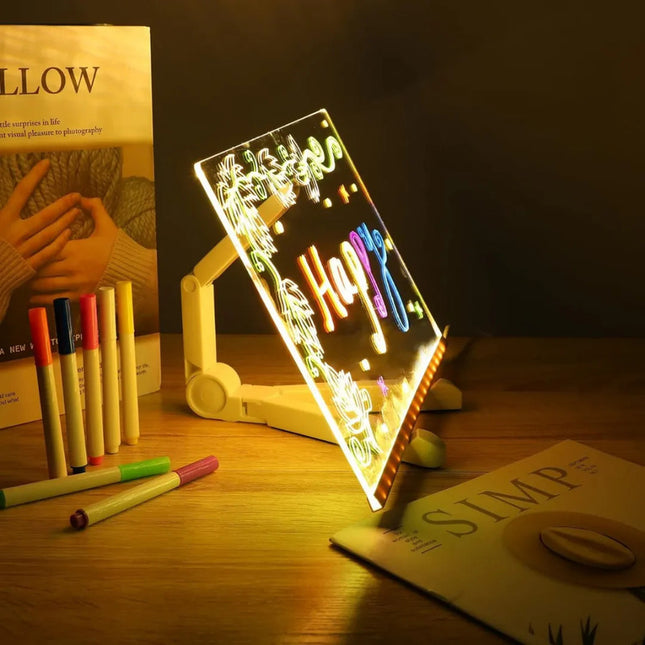 Pizarra Led Mágica Para Dibujar 20x20cm + Lapices De Colores V