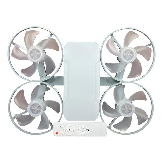 Ventilador Luz Drone X4 Rectangular Con Control Blanco