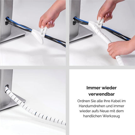 Organizador De Cables Espiral Ancho 35-40mm Largo 2 Metros Blanco