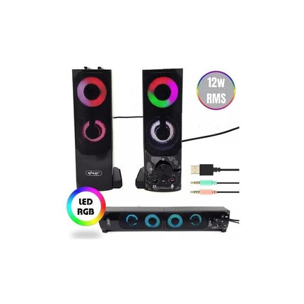 Parlante Pc Kp6040 Opcion Barra De Sonido Con Lus Led Y Usb