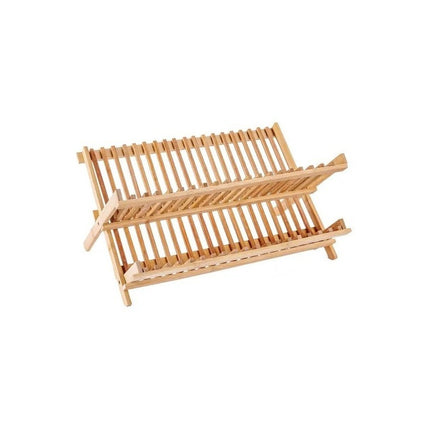 Escurridor Plegable De Bambú 2 Niveles Para Mesada Bambú
