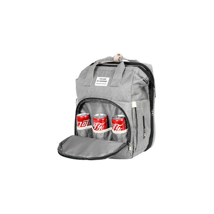 Mochila Maternal Con Cuna Cambiador Multi Premiun  Gris Gris Liso