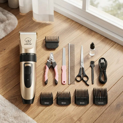 Corta Pelo Inalámbrica Para Mascota 4 Peines Dorada Beige