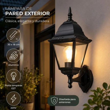 Farol De Aluminio Para Exteriores Colonial  Cep00926 Negro