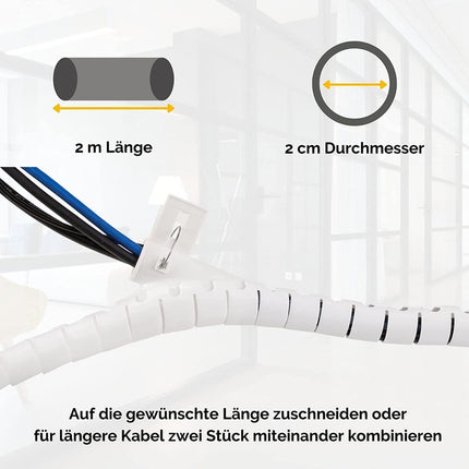 Organizador De Cables Espiral Ancho 35-40mm Largo 2 Metros Blanco