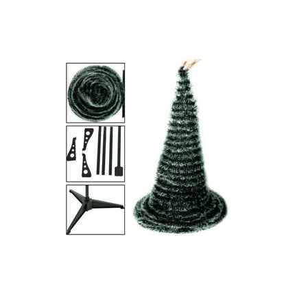 Arbol Navidad Espiral Plegable Puntas Blancas 150cmccm00212 Verde